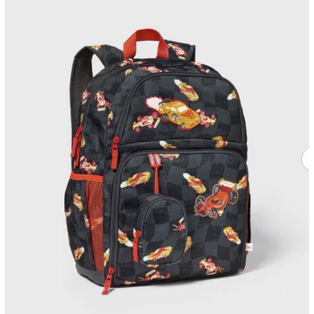 Boys' 17" Race Car Backpack With Side Pockets Adjustable Straps NWT